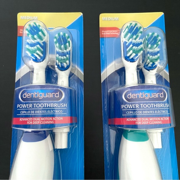 Lot or 2 Dentiguard Power Toothbrush Medium Dual Motion green - Picture 2 of 5